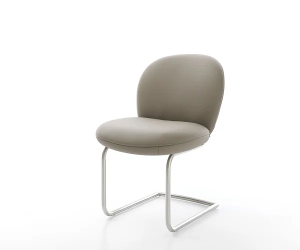 Cantilever Nube-Flex cuir de vache couleur boue pied cantilever rond acier inoxydable brossé ressorts ensachés