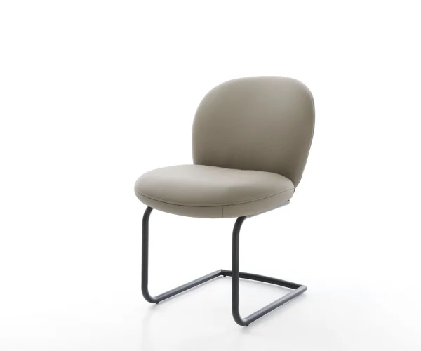 Cantilever Nube-Flex cuir de vache couleur boue pied cantilever rond noir ressorts ensachés