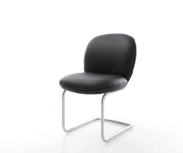 Cantilever Nube-Flex cuir de vache noir pied cantilever rond acier inoxydable ressorts ensachés