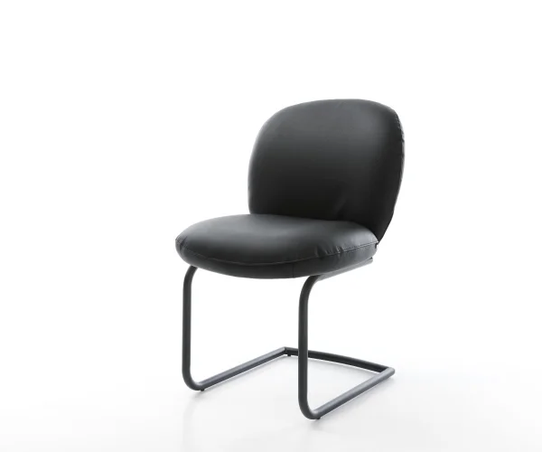 Cantilever Nube-Flex cuir de vache noir pied cantilever rond noir ressorts ensachés