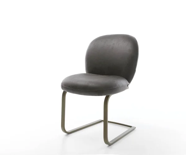 Cantilever Nube-Flex microvelours anthracite vintage pied cantilever plat aspect titane ressorts ensachés