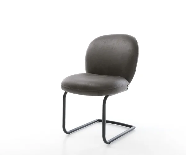 Cantilever Nube-Flex microvelours anthracite vintage pied cantilever rond noir ressorts ensachés