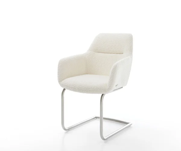 Cantilever Pejo-Flex bouclé blanc cantilever rond acier inoxydable