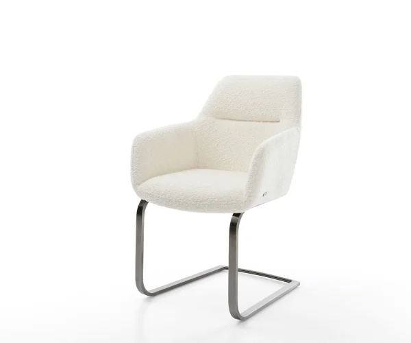Cantilever Pejo-Flex bouclé blanc pied cantilever plat grafiete ressorts ensachés