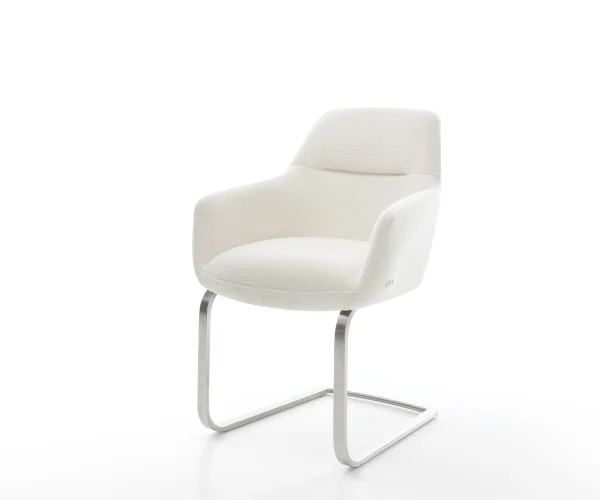 Cantilever Pejo-Flex bouclé doux beige pied cantilever plat acier inoxydable resorts ensachés