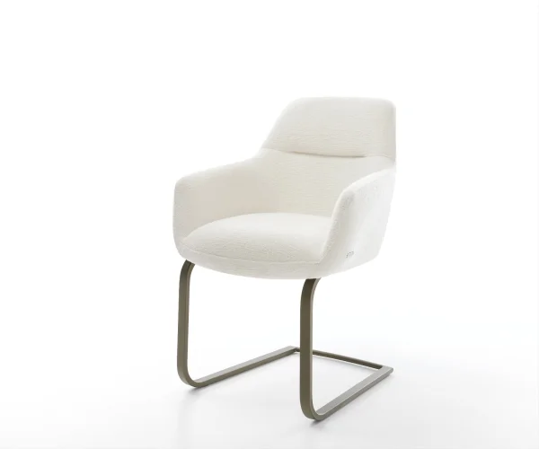 Cantilever Pejo-Flex bouclé doux beige pied cantilever plat aspect titane resorts ensachés