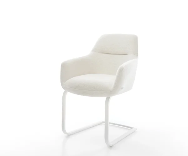 Cantilever Pejo-Flex bouclé doux beige pied cantilever plat blanc resorts ensachés