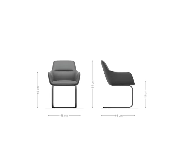 Cantilever Pejo-Flex bouclé gris pied cantilever plat noir