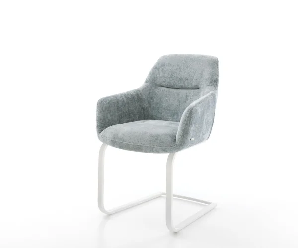 Cantilever Pejo-Flex chenille bleu pastel pied cantilever plat blanc ressorts ensachés