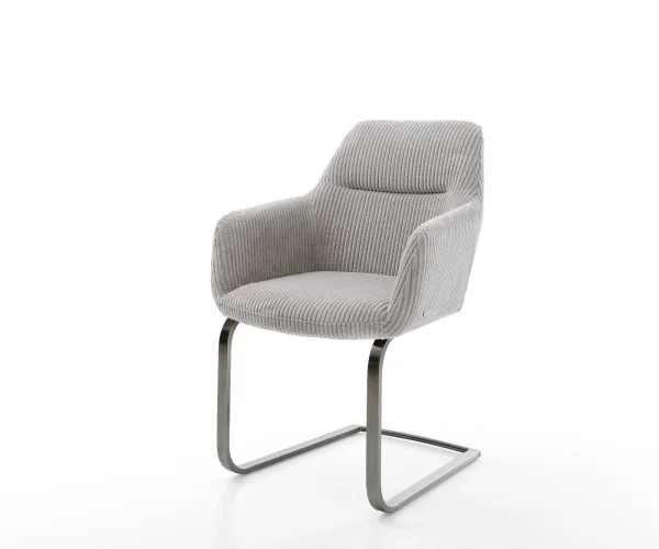 Cantilever Pejo-Flex côtelé gris argenté pied cantilever plat grafiete ressorts ensachés