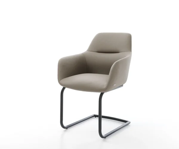 Cantilever Pejo-Flex cuir de vache couleur boue pied cantilever rond noir ressorts ensachés