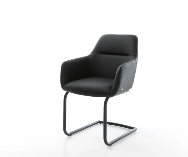 Cantilever Pejo-Flex cuir de vache noir pied cantilever rond noir ressorts ensachés