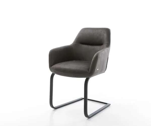 Cantilever Pejo-Flex microvelours anthracite vintage pied cantilever plat noir ressorts ensachés