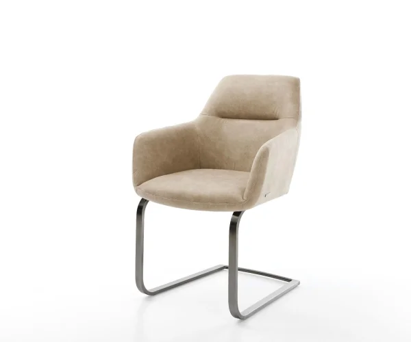 Cantilever Pejo-Flex microvelours beige vintage pied cantilever plat grafiete ressorts ensachés