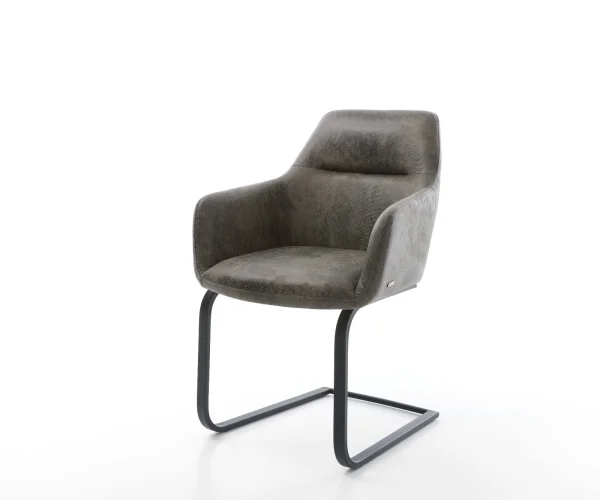 Cantilever Pejo-Flex microvelours gris antique pied cantilever plat noir ressorts ensachés