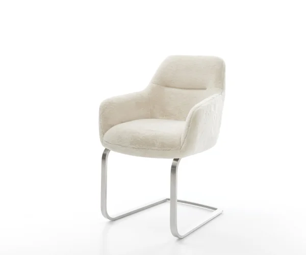 Cantilever Pejo-Flex peluche crème-blanc pied cantilever plat acier inoxydable resorts ensachés