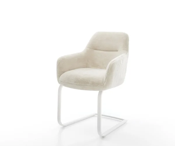 Cantilever Pejo-Flex peluche crème-blanc pied cantilever plat blanc resorts ensachés