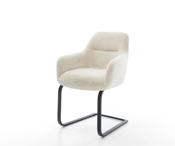 Cantilever Pejo-Flex peluche crème-blanc pied cantilever plat noir resorts ensachés