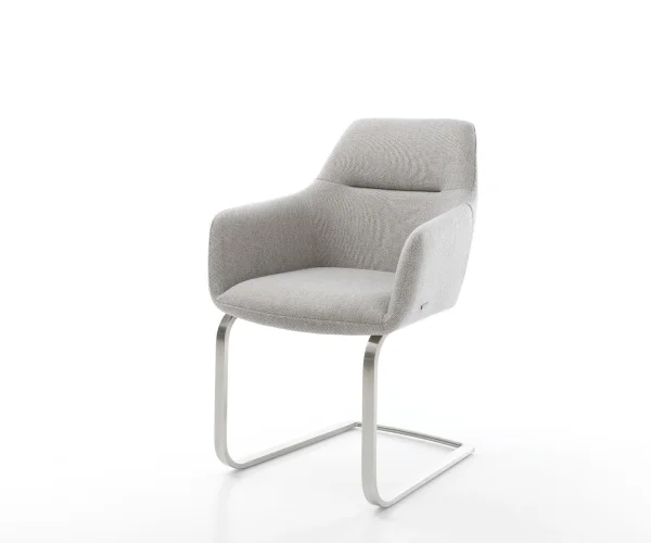 Cantilever Pejo-Flex rayures gris clair pied cantilever plat acier inoxydable brossé ressorts ensachés