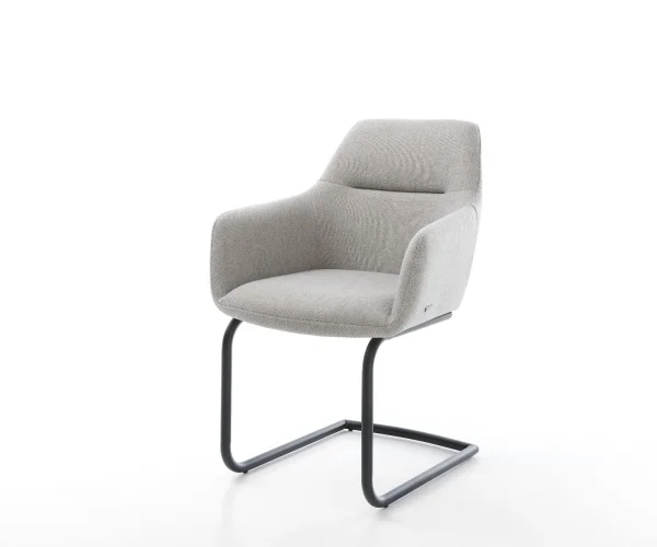 Cantilever Pejo-Flex rayures gris clair pied cantilever rond noir ressorts ensachés