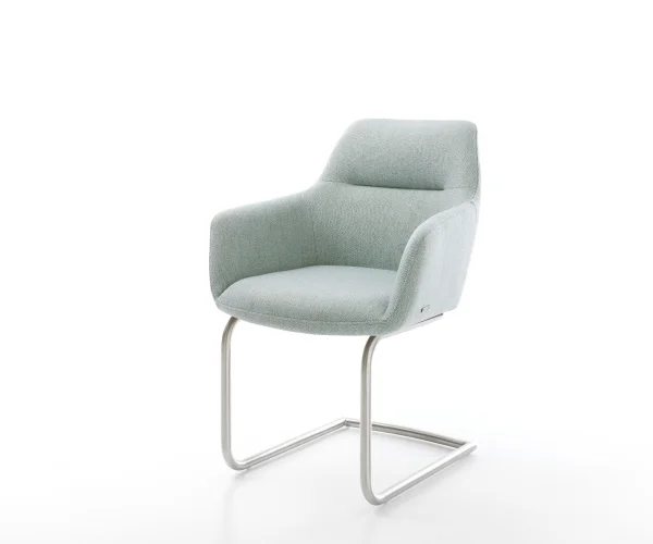 Cantilever Pejo-Flex rayures Vert menthe pied cantilever rond acier inoxydable brossé ressorts ensachés