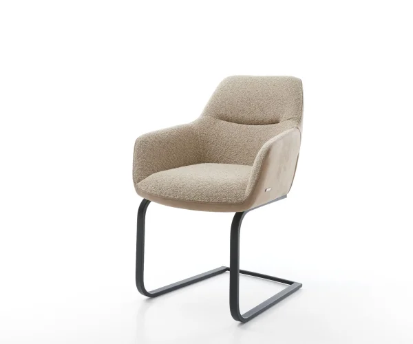 Cantilever Pejo-Flex tissu mixte couleur boue pied cantilever plat noir ressorts ensachés