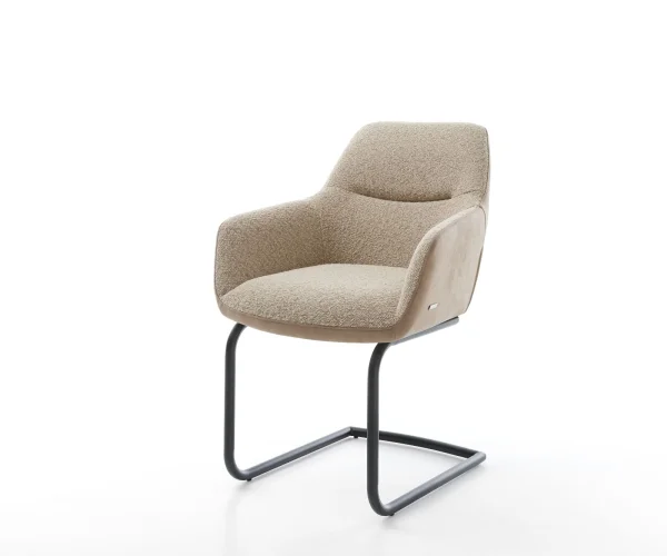 Cantilever Pejo-Flex tissu mixte couleur boue pied cantilever rond noir ressorts ensachés
