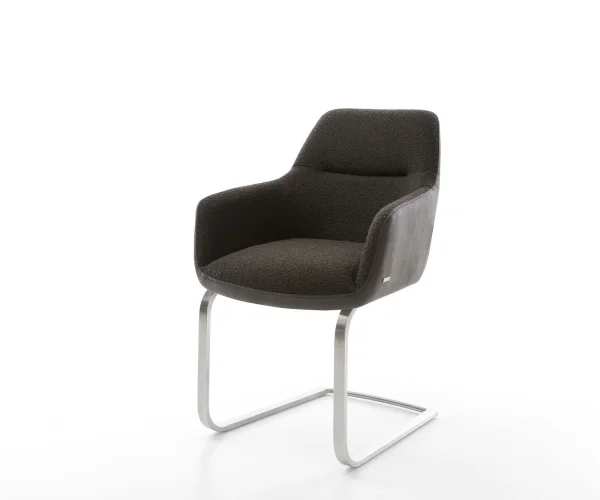 Cantilever Pejo-Flex tissu mixte noir pied cantilever plat acier inoxydable brossé ressorts ensachés