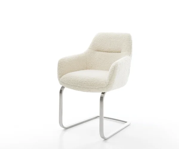 Cantilever Pejo-Flex tissu teddy beige pied cantilever plat acier inoxydable resorts ensachés