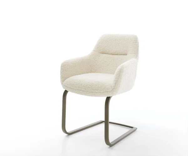 Cantilever Pejo-Flex tissu teddy beige pied cantilever plat aspect titane resorts ensachés