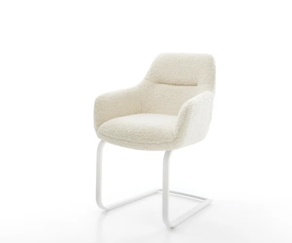 Cantilever Pejo-Flex tissu teddy beige pied cantilever plat blanc resorts ensachés