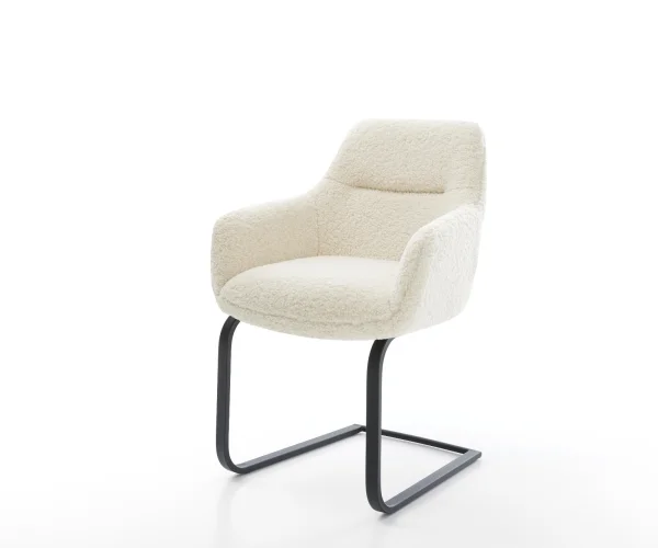 Cantilever Pejo-Flex tissu teddy beige pied cantilever plat noir resorts ensachés
