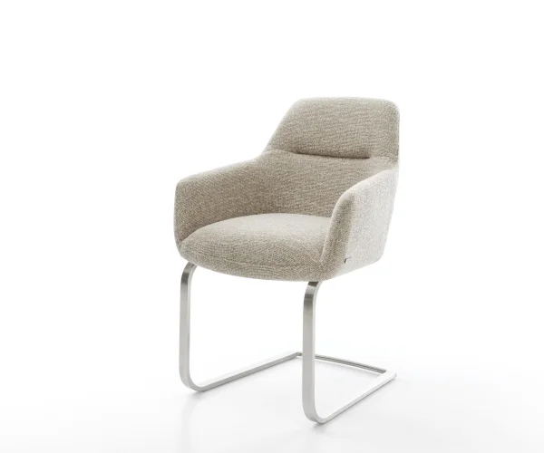 Cantilever Pejo-Flex tissu tissé doux beige pied cantilever plat acier inoxydable resorts ensachés
