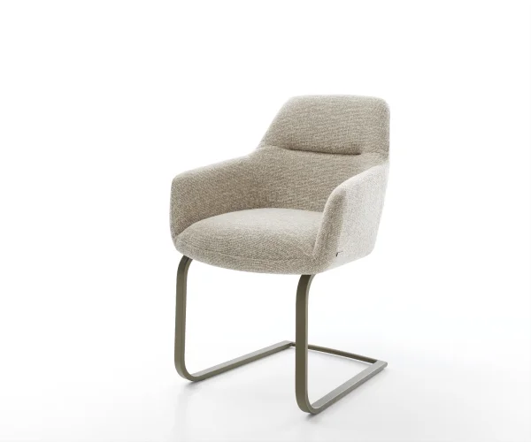 Cantilever Pejo-Flex tissu tissé doux beige pied cantilever plat aspect titane resorts ensachés