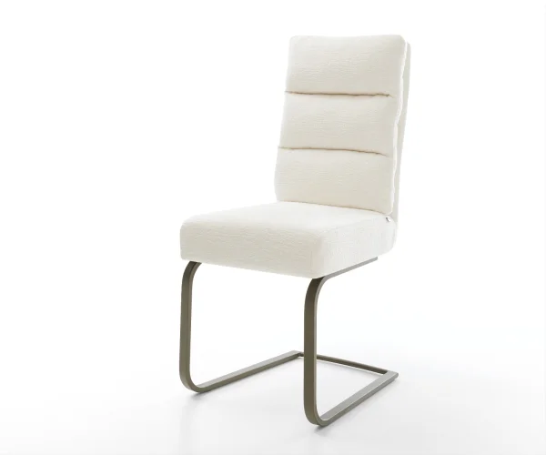 Cantilever Pela-Flex bouclé doux beige pied cantilever plat aspect titane resorts ensachés