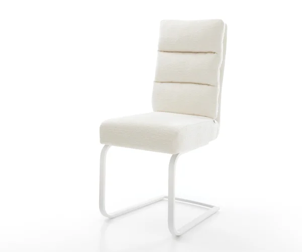 Cantilever Pela-Flex bouclé doux beige pied cantilever plat blanc resorts ensachés