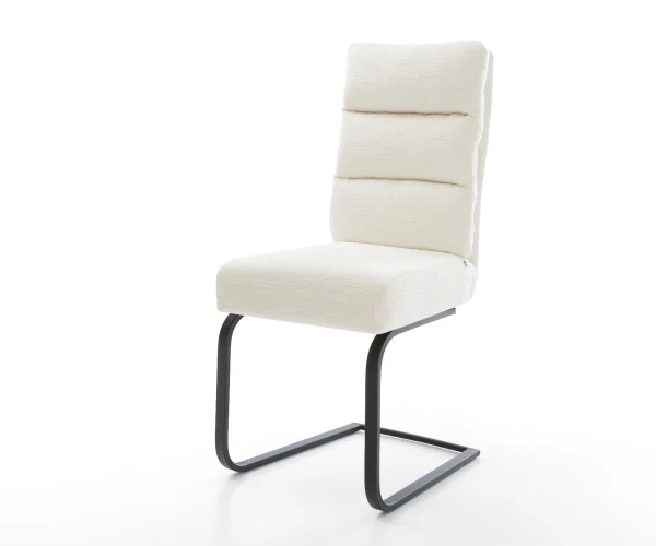 Cantilever Pela-Flex bouclé doux beige pied cantilever plat noir resorts ensachés