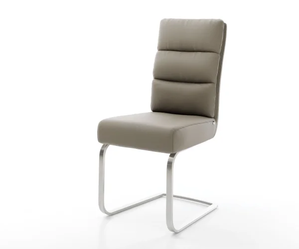 Cantilever Pela-Flex cuir de vache couleur boue pied cantilever plat acier inoxydable brossé ressorts ensachés