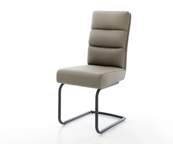 Cantilever Pela-Flex cuir de vache couleur boue pied cantilever rond noir ressorts ensachés