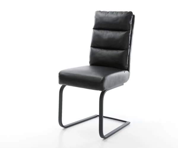 Cantilever Pela-Flex cuir de vache noir pied cantilever plat noir ressorts ensachés