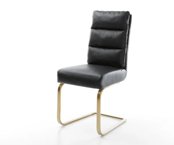 Cantilever Pela-Flex cuir de vache noir pied cantilever plat or ressorts ensachés