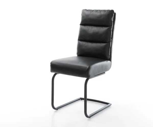 Cantilever Pela-Flex cuir véritable noir cantilever rond noir ressorts ensachés