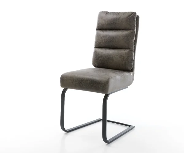 Cantilever Pela-Flex microvelours gris antique pied cantilever plat noir ressorts ensachés