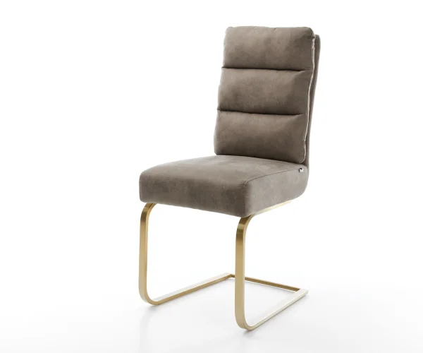 Cantilever Pela-Flex microvelours taupe vintage pied cantilever plat or ressorts ensachés