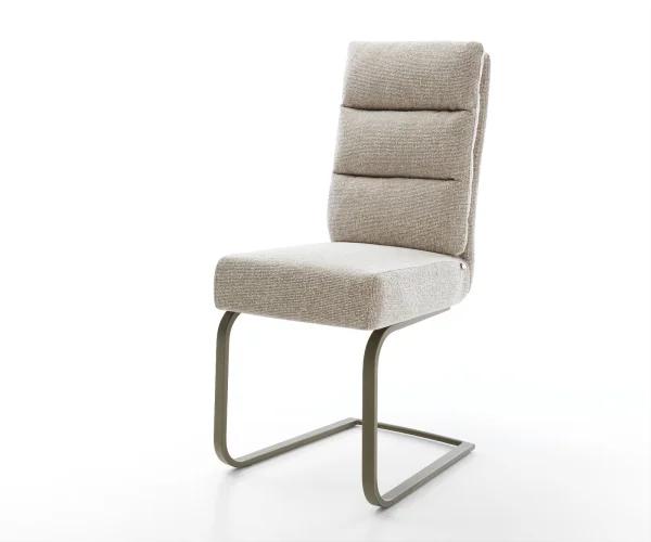 Cantilever Pela-Flex tissu tissé doux beige pied cantilever plat aspect titane resorts ensachés