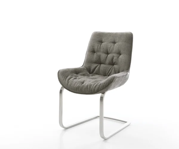 Cantilever Taimi-Flex bouclé doux couleur boue pied cantilever plat acier inoxydable