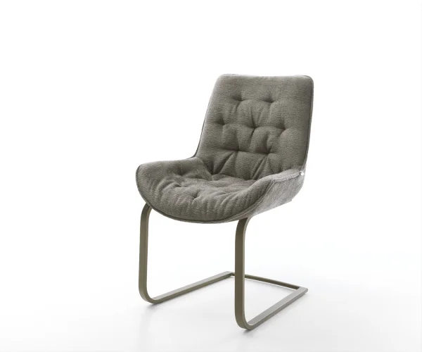 Cantilever Taimi-Flex bouclé doux couleur boue pied cantilever plat aspect titane