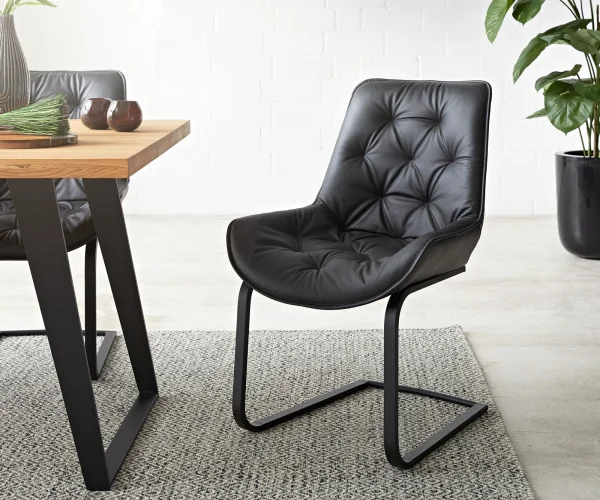 Cantilever Taimi-Flex cuir de vache noir pied cantilever plat noir