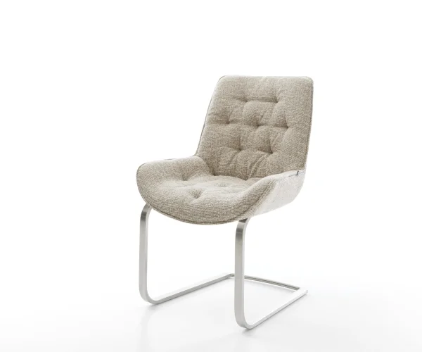 Cantilever Taimi-Flex tissu tissé doux beige pied cantilever plat acier inoxydable