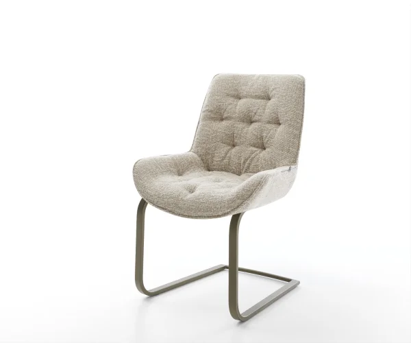 Cantilever Taimi-Flex tissu tissé doux beige pied cantilever plat aspect titane